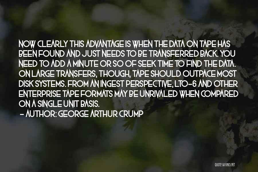 George Arthur Crump Quotes: Now Clearly This Advantage Is When The Data On Tape Has Been Found And Just Needs To Be Transferred Back.