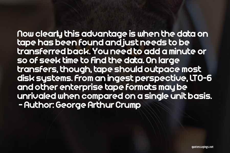 George Arthur Crump Quotes: Now Clearly This Advantage Is When The Data On Tape Has Been Found And Just Needs To Be Transferred Back.