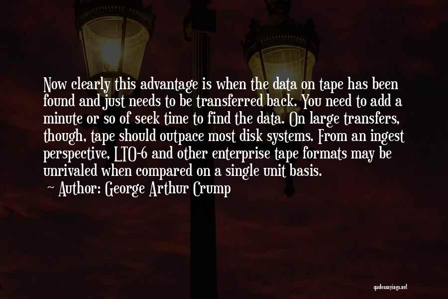 George Arthur Crump Quotes: Now Clearly This Advantage Is When The Data On Tape Has Been Found And Just Needs To Be Transferred Back.