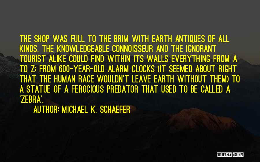 Michael K. Schaefer Quotes: The Shop Was Full To The Brim With Earth Antiques Of All Kinds. The Knowledgeable Connoisseur And The Ignorant Tourist