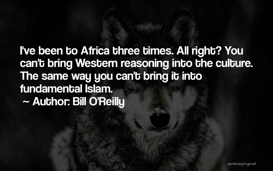 Bill O'Reilly Quotes: I've Been To Africa Three Times. All Right? You Can't Bring Western Reasoning Into The Culture. The Same Way You