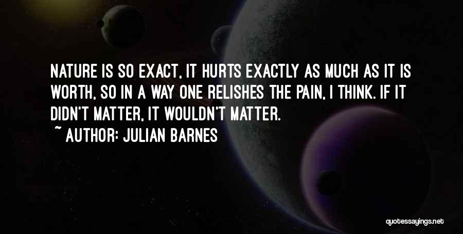 Julian Barnes Quotes: Nature Is So Exact, It Hurts Exactly As Much As It Is Worth, So In A Way One Relishes The
