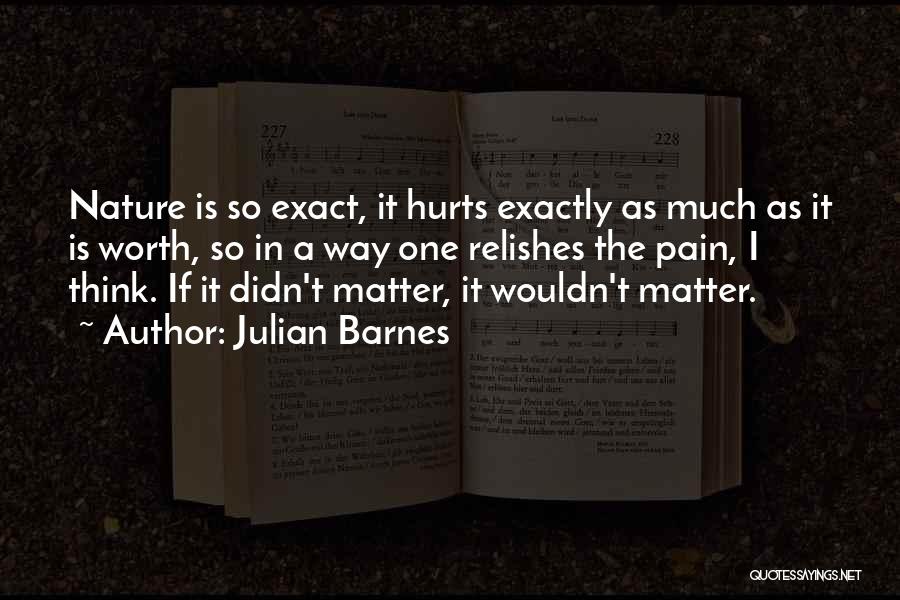 Julian Barnes Quotes: Nature Is So Exact, It Hurts Exactly As Much As It Is Worth, So In A Way One Relishes The