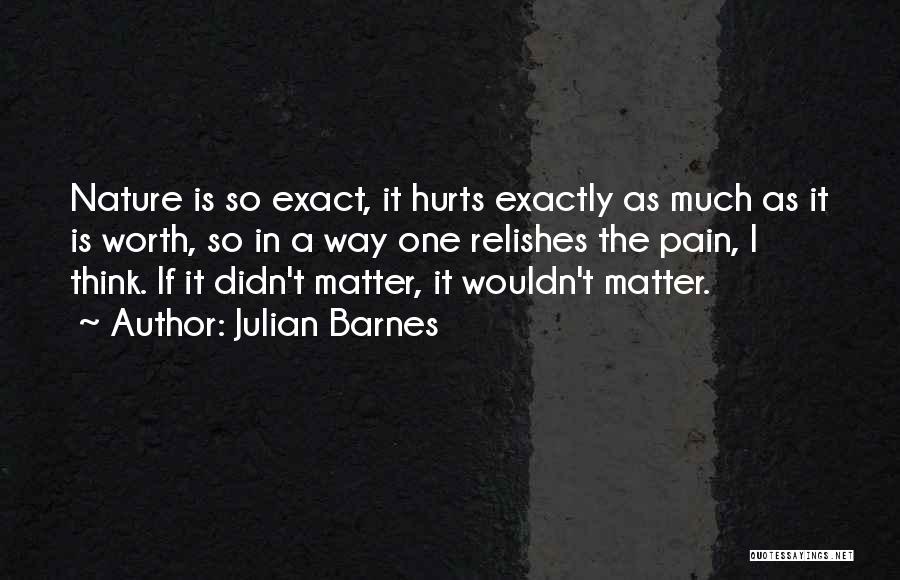 Julian Barnes Quotes: Nature Is So Exact, It Hurts Exactly As Much As It Is Worth, So In A Way One Relishes The