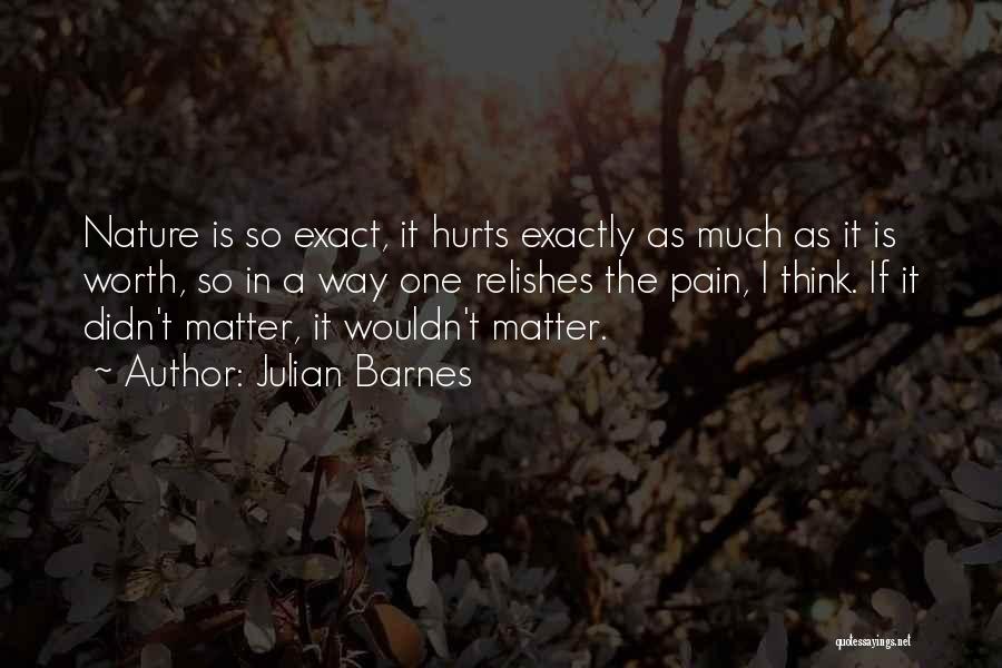 Julian Barnes Quotes: Nature Is So Exact, It Hurts Exactly As Much As It Is Worth, So In A Way One Relishes The