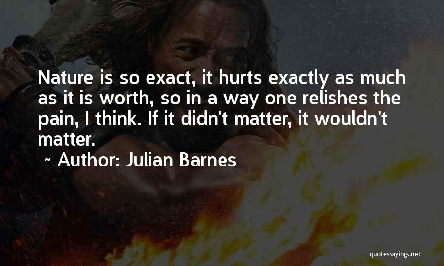 Julian Barnes Quotes: Nature Is So Exact, It Hurts Exactly As Much As It Is Worth, So In A Way One Relishes The