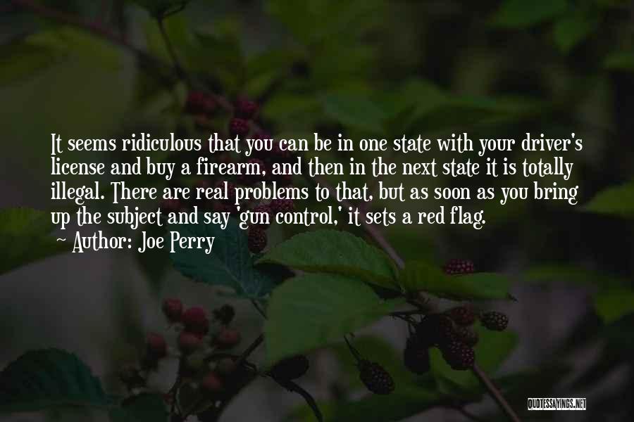Joe Perry Quotes: It Seems Ridiculous That You Can Be In One State With Your Driver's License And Buy A Firearm, And Then