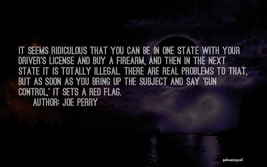 Joe Perry Quotes: It Seems Ridiculous That You Can Be In One State With Your Driver's License And Buy A Firearm, And Then