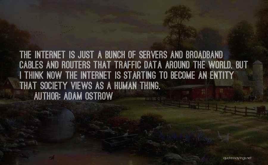 Adam Ostrow Quotes: The Internet Is Just A Bunch Of Servers And Broadband Cables And Routers That Traffic Data Around The World. But