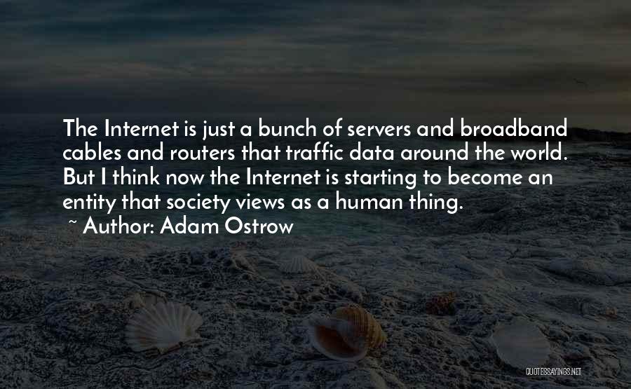 Adam Ostrow Quotes: The Internet Is Just A Bunch Of Servers And Broadband Cables And Routers That Traffic Data Around The World. But