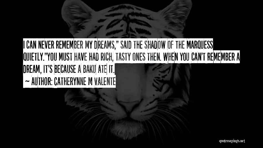 Catherynne M Valente Quotes: I Can Never Remember My Dreams, Said The Shadow Of The Marquess Quietly.you Must Have Had Rich, Tasty Ones Then.