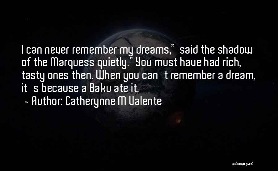 Catherynne M Valente Quotes: I Can Never Remember My Dreams, Said The Shadow Of The Marquess Quietly.you Must Have Had Rich, Tasty Ones Then.