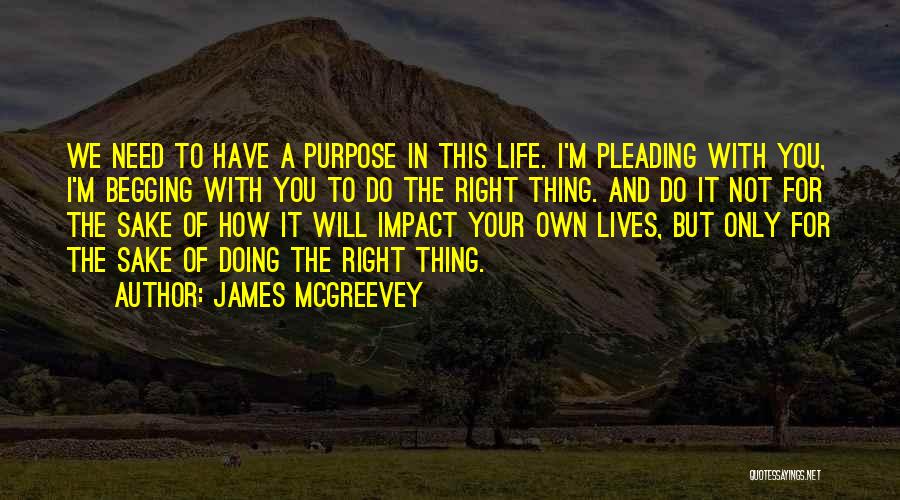 James McGreevey Quotes: We Need To Have A Purpose In This Life. I'm Pleading With You, I'm Begging With You To Do The