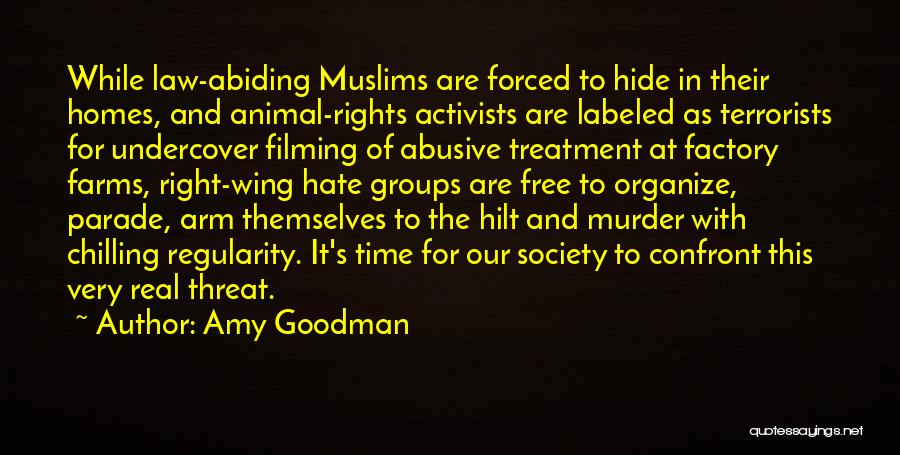Amy Goodman Quotes: While Law-abiding Muslims Are Forced To Hide In Their Homes, And Animal-rights Activists Are Labeled As Terrorists For Undercover Filming
