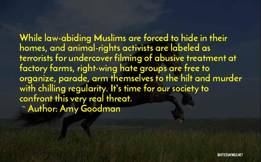 Amy Goodman Quotes: While Law-abiding Muslims Are Forced To Hide In Their Homes, And Animal-rights Activists Are Labeled As Terrorists For Undercover Filming