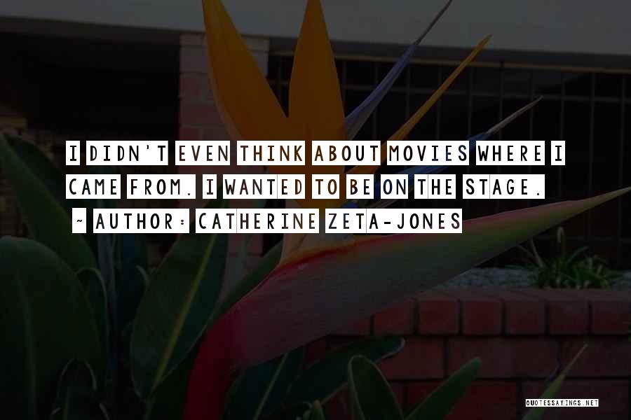 Catherine Zeta-Jones Quotes: I Didn't Even Think About Movies Where I Came From. I Wanted To Be On The Stage.