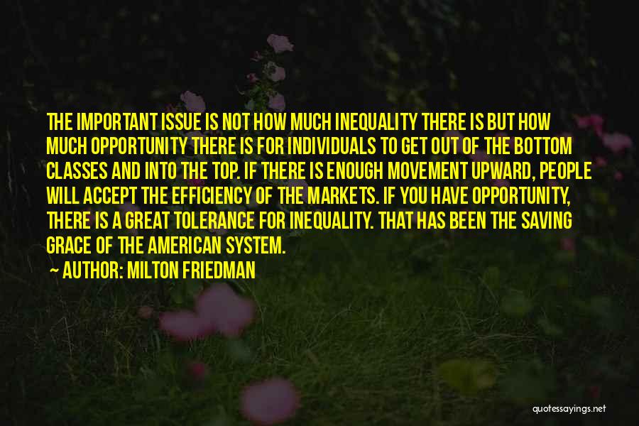 Milton Friedman Quotes: The Important Issue Is Not How Much Inequality There Is But How Much Opportunity There Is For Individuals To Get