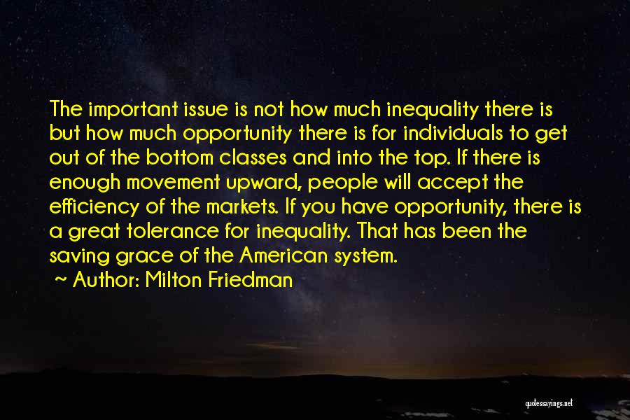 Milton Friedman Quotes: The Important Issue Is Not How Much Inequality There Is But How Much Opportunity There Is For Individuals To Get