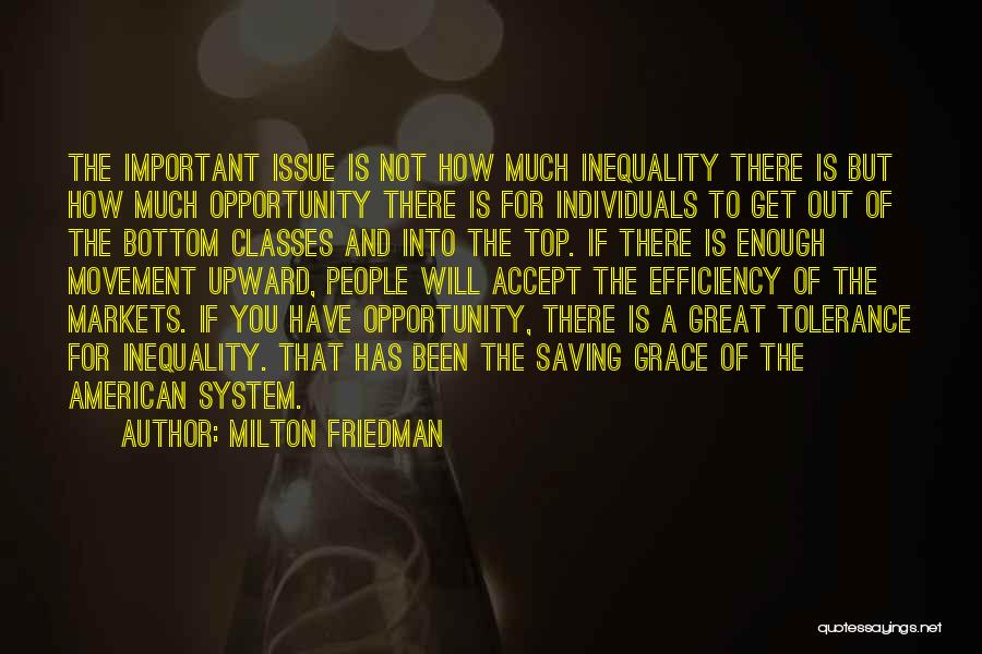 Milton Friedman Quotes: The Important Issue Is Not How Much Inequality There Is But How Much Opportunity There Is For Individuals To Get