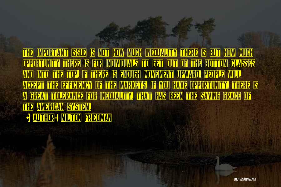 Milton Friedman Quotes: The Important Issue Is Not How Much Inequality There Is But How Much Opportunity There Is For Individuals To Get
