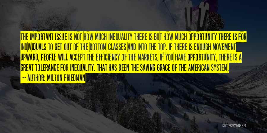 Milton Friedman Quotes: The Important Issue Is Not How Much Inequality There Is But How Much Opportunity There Is For Individuals To Get