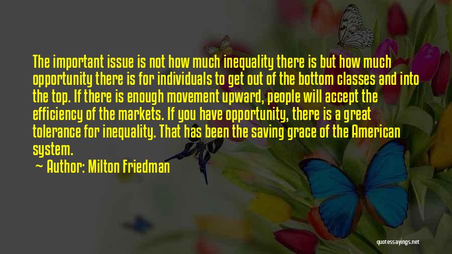 Milton Friedman Quotes: The Important Issue Is Not How Much Inequality There Is But How Much Opportunity There Is For Individuals To Get