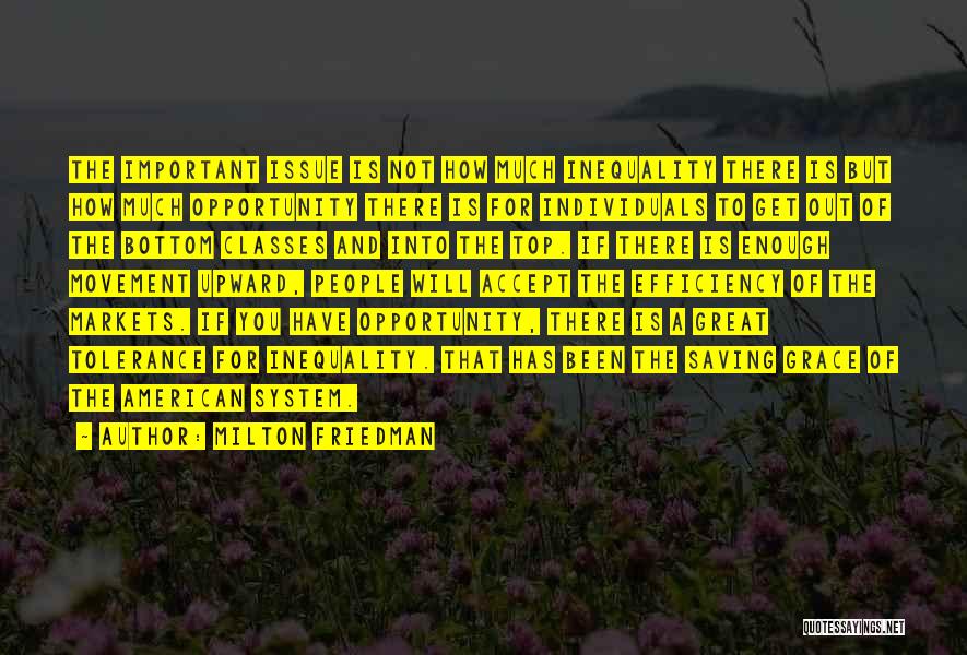 Milton Friedman Quotes: The Important Issue Is Not How Much Inequality There Is But How Much Opportunity There Is For Individuals To Get