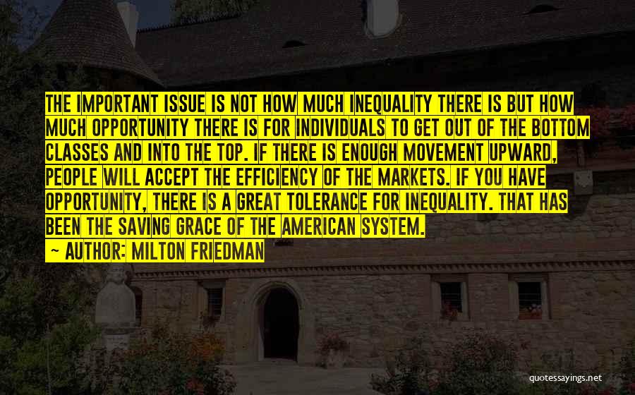 Milton Friedman Quotes: The Important Issue Is Not How Much Inequality There Is But How Much Opportunity There Is For Individuals To Get