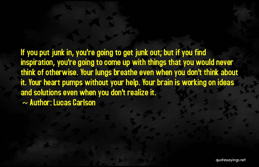 Lucas Carlson Quotes: If You Put Junk In, You're Going To Get Junk Out; But If You Find Inspiration, You're Going To Come