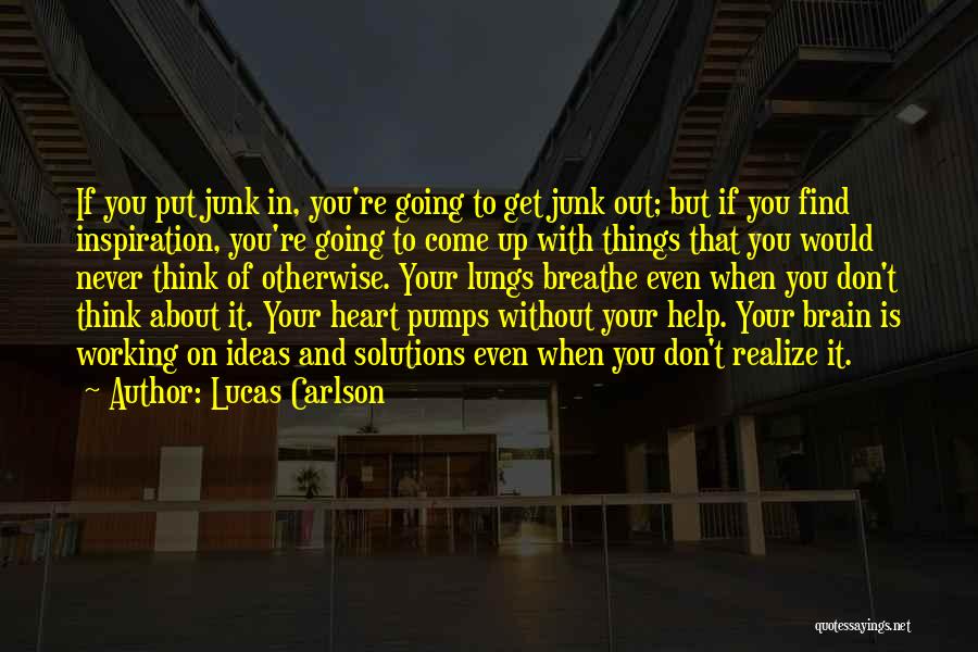 Lucas Carlson Quotes: If You Put Junk In, You're Going To Get Junk Out; But If You Find Inspiration, You're Going To Come