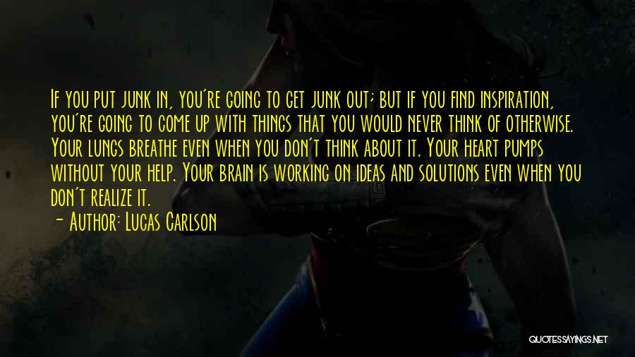 Lucas Carlson Quotes: If You Put Junk In, You're Going To Get Junk Out; But If You Find Inspiration, You're Going To Come