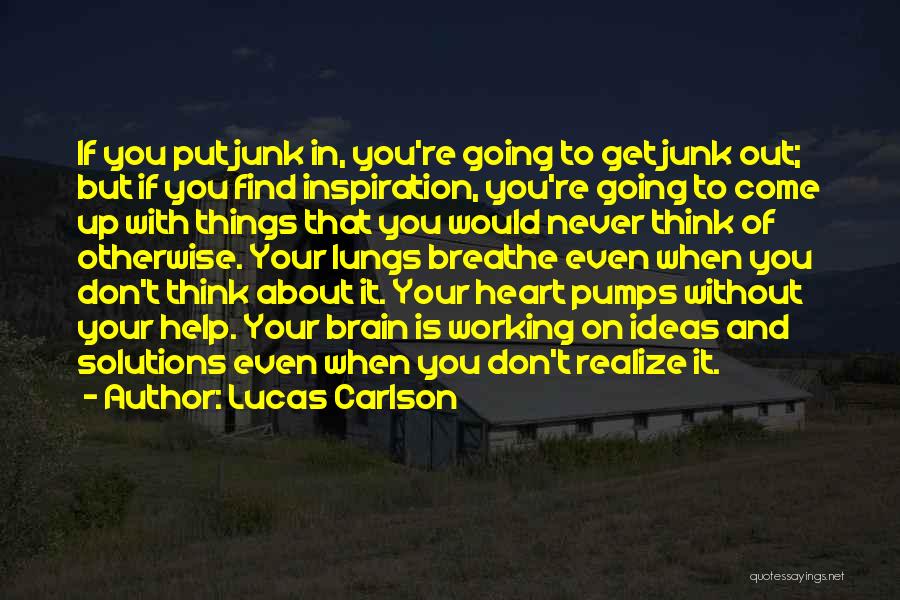 Lucas Carlson Quotes: If You Put Junk In, You're Going To Get Junk Out; But If You Find Inspiration, You're Going To Come