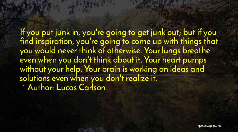 Lucas Carlson Quotes: If You Put Junk In, You're Going To Get Junk Out; But If You Find Inspiration, You're Going To Come