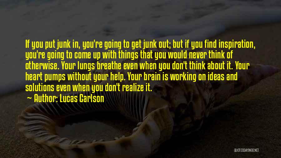 Lucas Carlson Quotes: If You Put Junk In, You're Going To Get Junk Out; But If You Find Inspiration, You're Going To Come