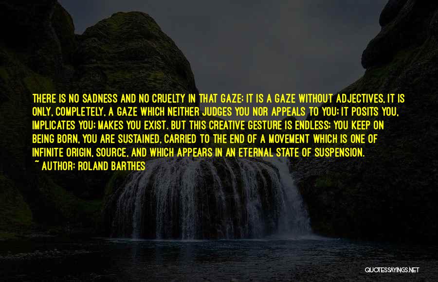 Roland Barthes Quotes: There Is No Sadness And No Cruelty In That Gaze; It Is A Gaze Without Adjectives, It Is Only, Completely,