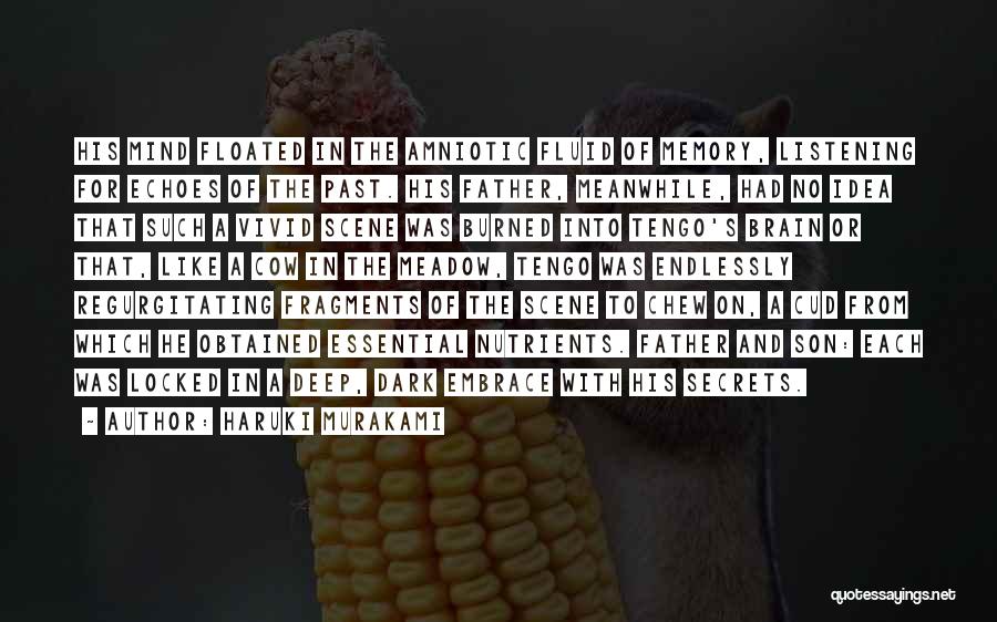 Haruki Murakami Quotes: His Mind Floated In The Amniotic Fluid Of Memory, Listening For Echoes Of The Past. His Father, Meanwhile, Had No