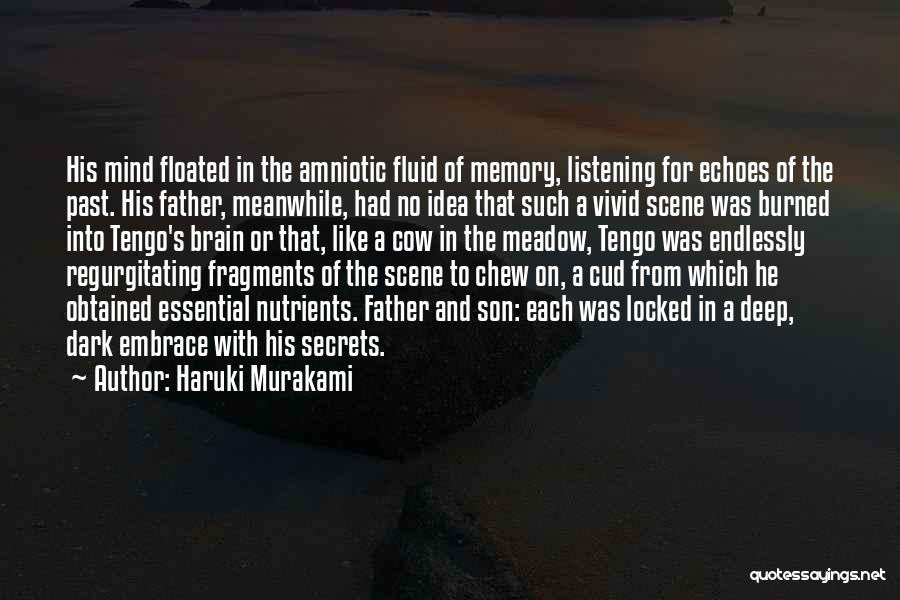 Haruki Murakami Quotes: His Mind Floated In The Amniotic Fluid Of Memory, Listening For Echoes Of The Past. His Father, Meanwhile, Had No