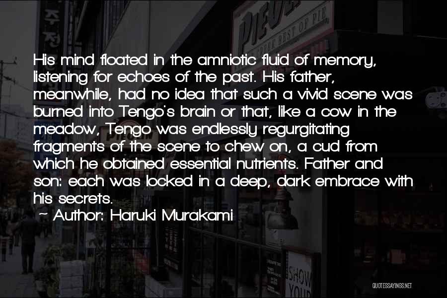 Haruki Murakami Quotes: His Mind Floated In The Amniotic Fluid Of Memory, Listening For Echoes Of The Past. His Father, Meanwhile, Had No