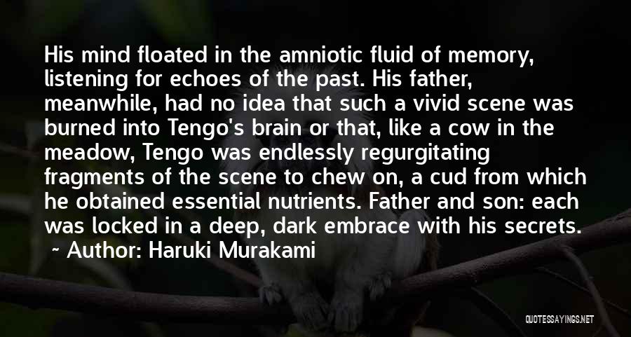 Haruki Murakami Quotes: His Mind Floated In The Amniotic Fluid Of Memory, Listening For Echoes Of The Past. His Father, Meanwhile, Had No