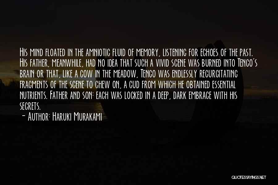 Haruki Murakami Quotes: His Mind Floated In The Amniotic Fluid Of Memory, Listening For Echoes Of The Past. His Father, Meanwhile, Had No