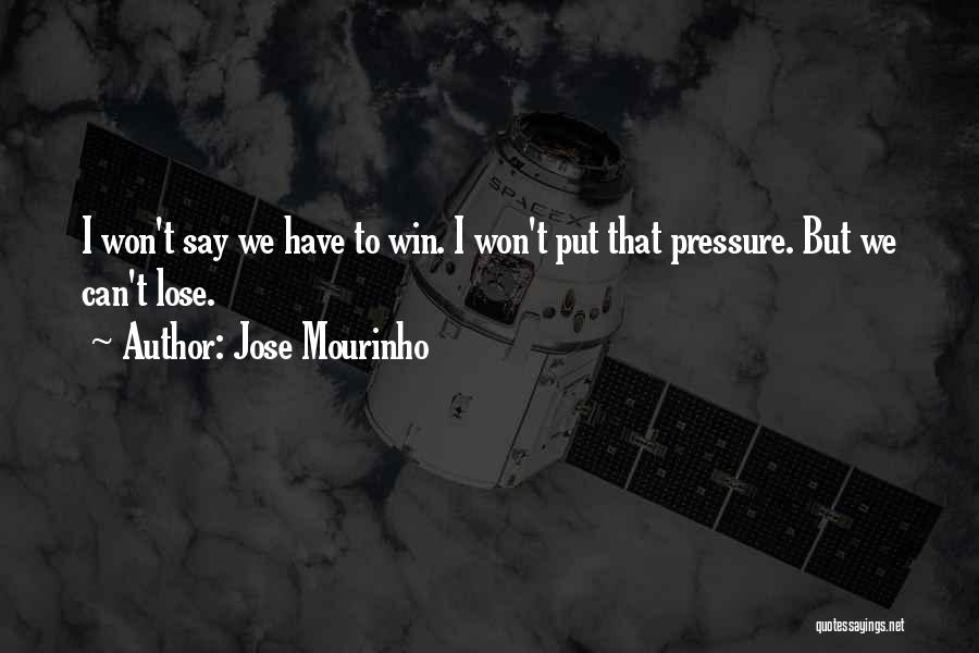 Jose Mourinho Quotes: I Won't Say We Have To Win. I Won't Put That Pressure. But We Can't Lose.