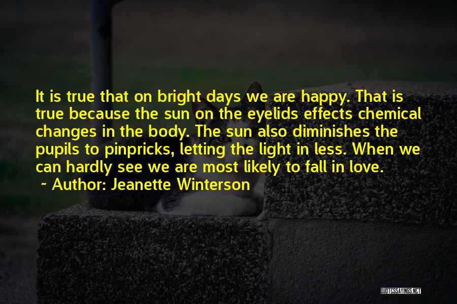 Jeanette Winterson Quotes: It Is True That On Bright Days We Are Happy. That Is True Because The Sun On The Eyelids Effects