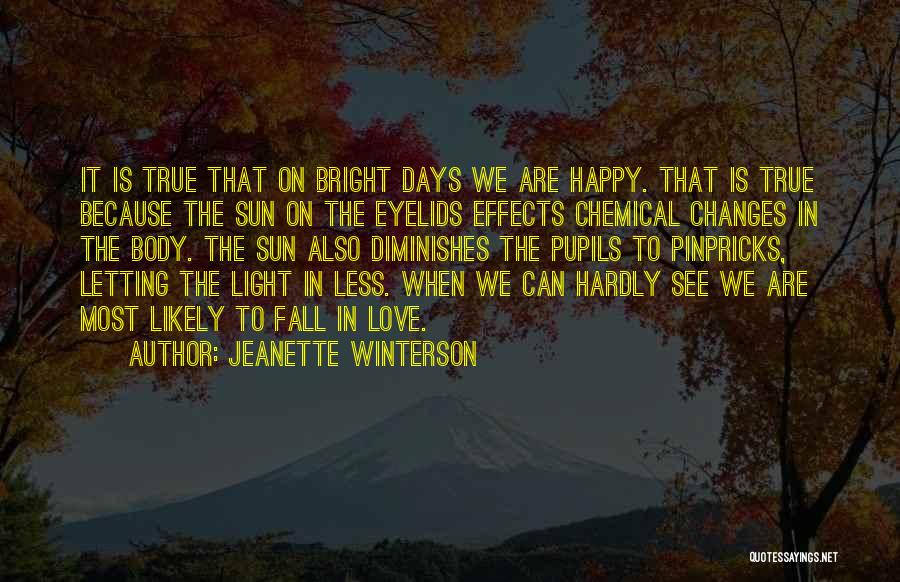 Jeanette Winterson Quotes: It Is True That On Bright Days We Are Happy. That Is True Because The Sun On The Eyelids Effects