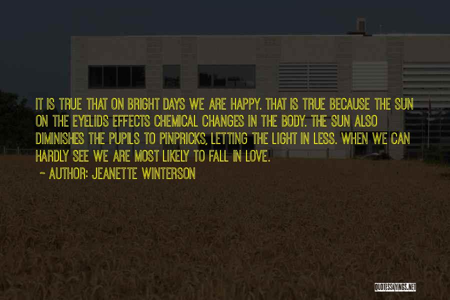 Jeanette Winterson Quotes: It Is True That On Bright Days We Are Happy. That Is True Because The Sun On The Eyelids Effects