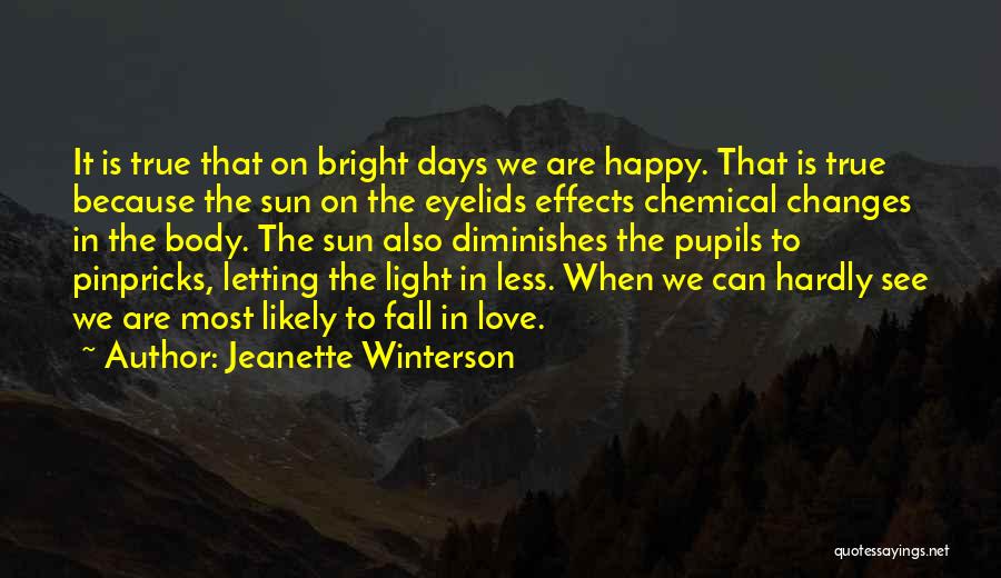 Jeanette Winterson Quotes: It Is True That On Bright Days We Are Happy. That Is True Because The Sun On The Eyelids Effects