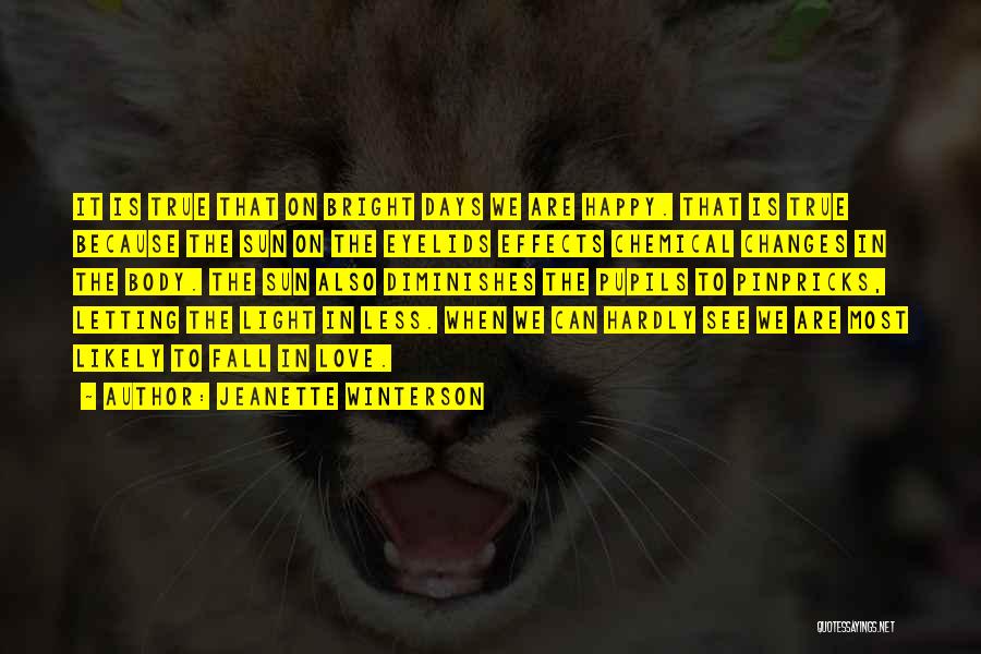 Jeanette Winterson Quotes: It Is True That On Bright Days We Are Happy. That Is True Because The Sun On The Eyelids Effects