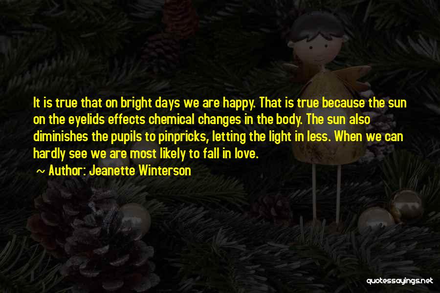 Jeanette Winterson Quotes: It Is True That On Bright Days We Are Happy. That Is True Because The Sun On The Eyelids Effects