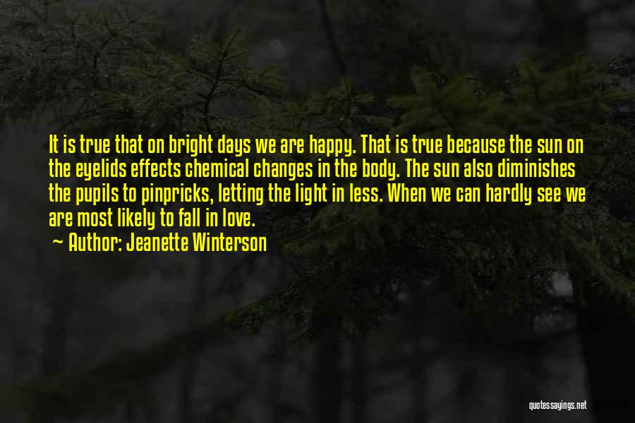 Jeanette Winterson Quotes: It Is True That On Bright Days We Are Happy. That Is True Because The Sun On The Eyelids Effects