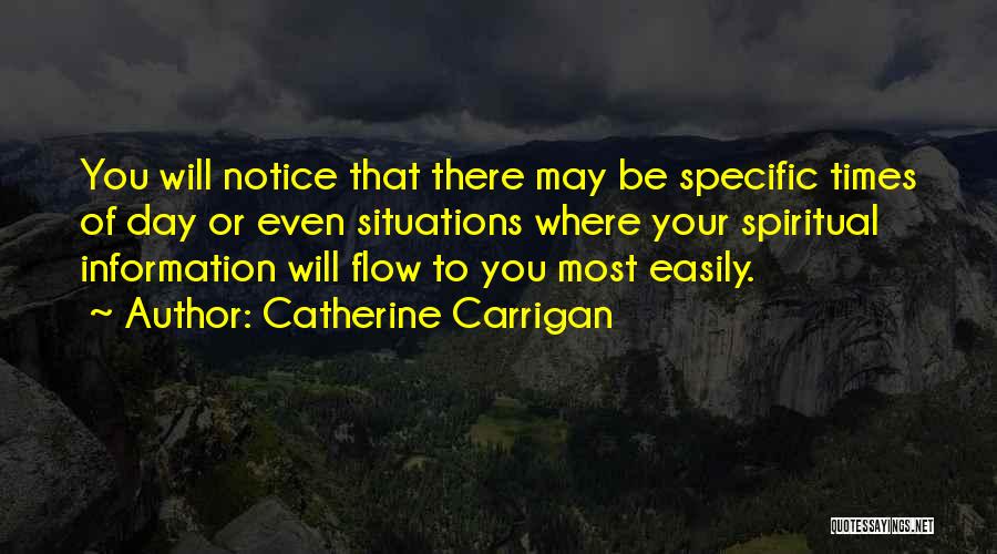 Catherine Carrigan Quotes: You Will Notice That There May Be Specific Times Of Day Or Even Situations Where Your Spiritual Information Will Flow