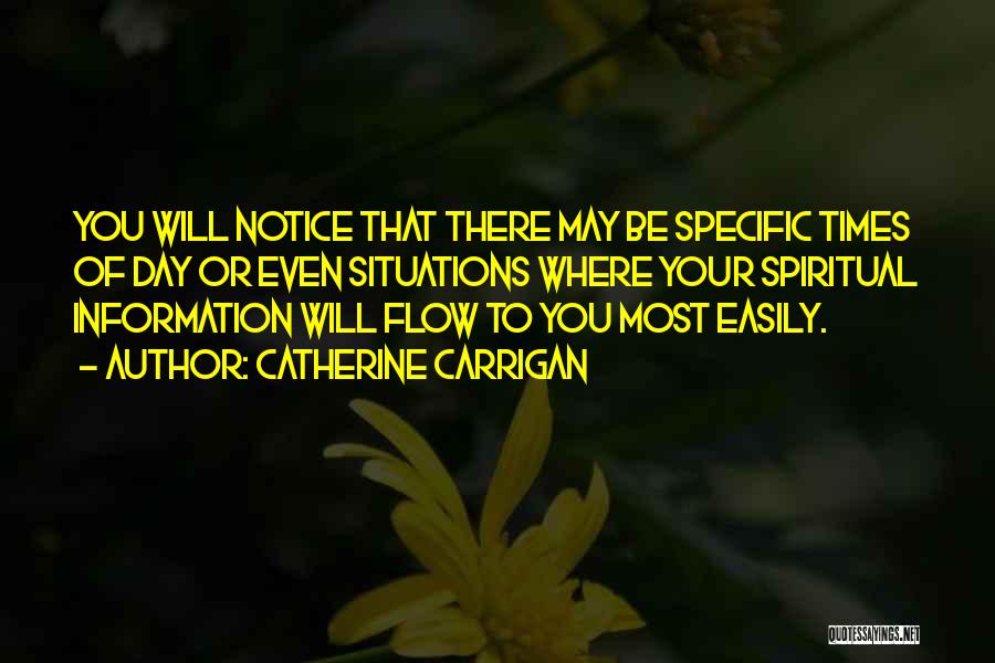 Catherine Carrigan Quotes: You Will Notice That There May Be Specific Times Of Day Or Even Situations Where Your Spiritual Information Will Flow